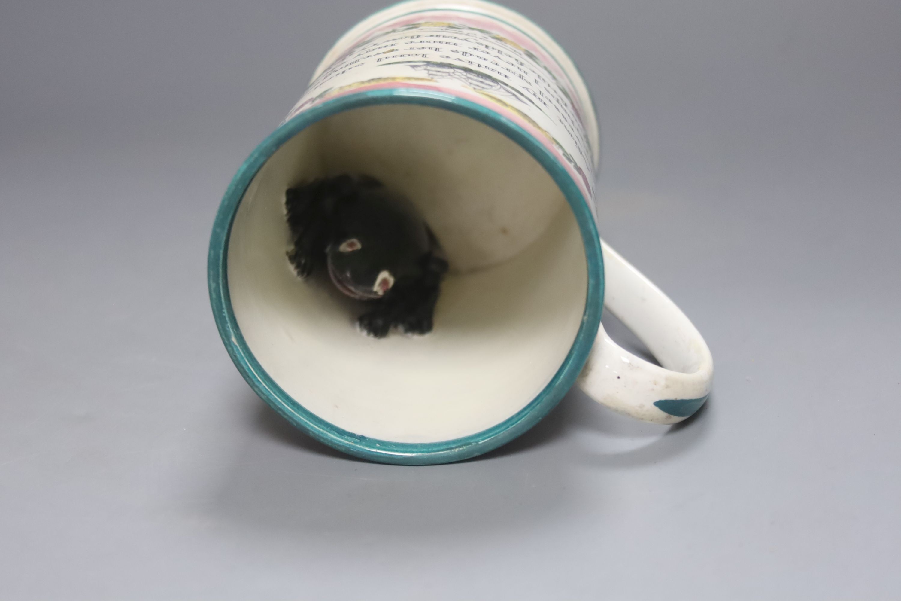 An early 19th century Sunderland pearlware ’frog’ mug, height 12.5cm